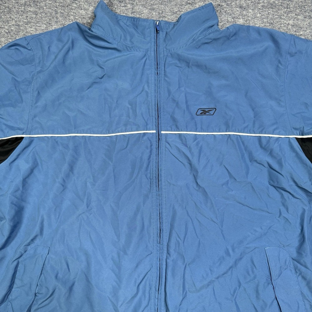 Y2K Reebok Track Jacket  Windbreaker‎ Vintage Full Zip Mens Size 2XL Flawed